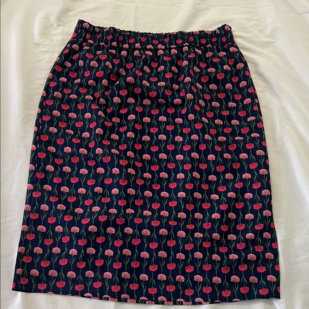 J. Crew Factory Navy and Pink Floral Skirt